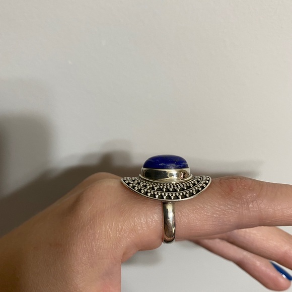 Vintage Balinese Lapis Lazuli Sterling Silver Ring - Picture 6 of 7
